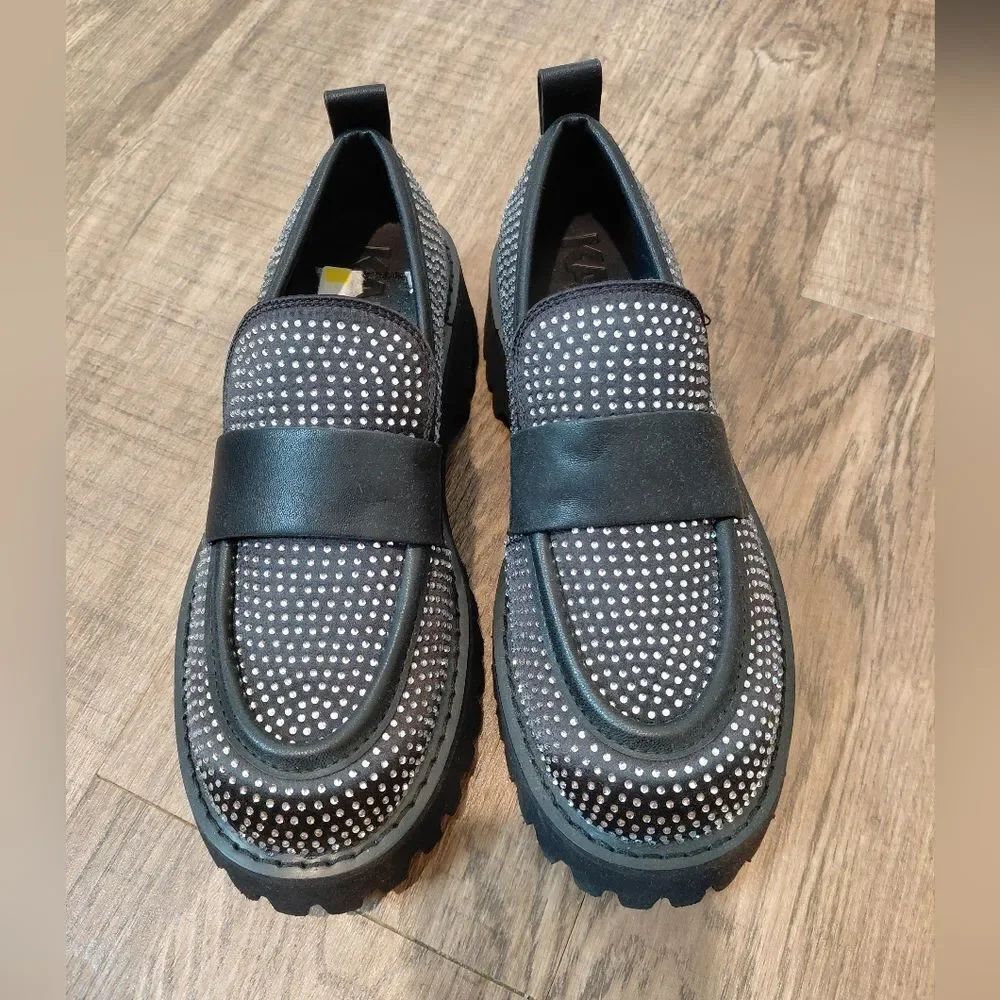 Karl Lagerfeld Paris Giana Embellished Chunky Crystal Black Sz 5.5